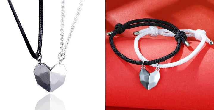 Magnetic Heart Pendant Necklace For Couple
