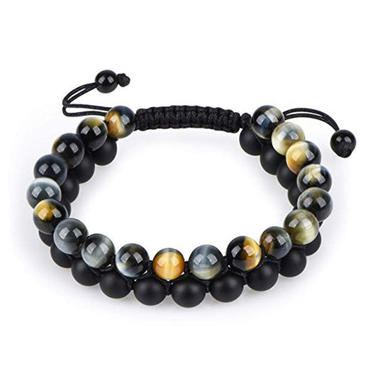 Matte Black Agate Beads Bracelet